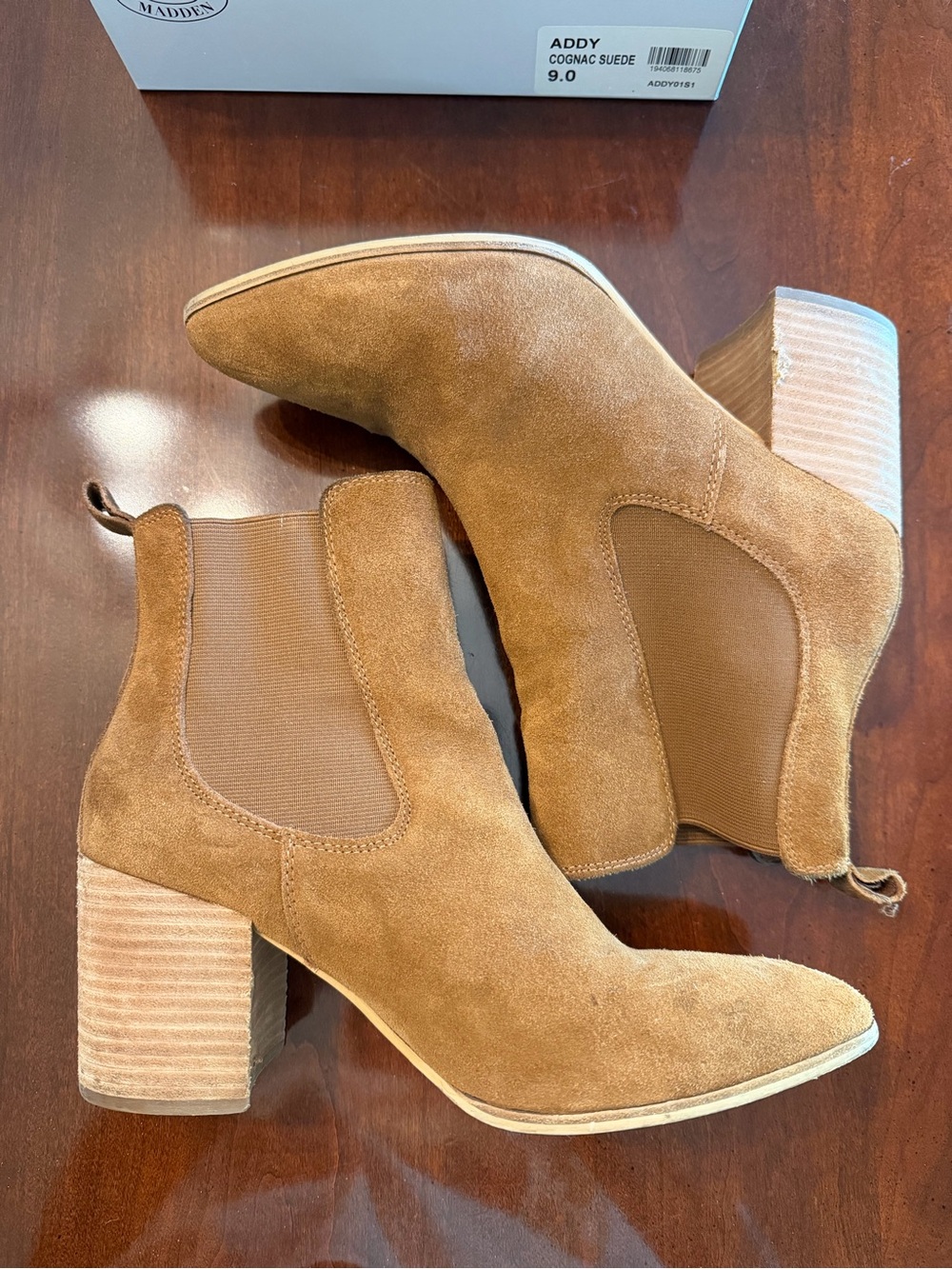Steve Madden Addy Cognac Suede Boots Size 9